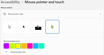 Mouse Pointer Colour Configuration